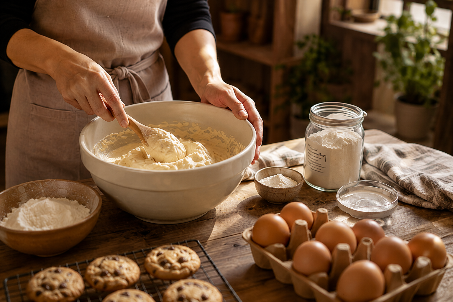 Home baker preparing fresh baked goods